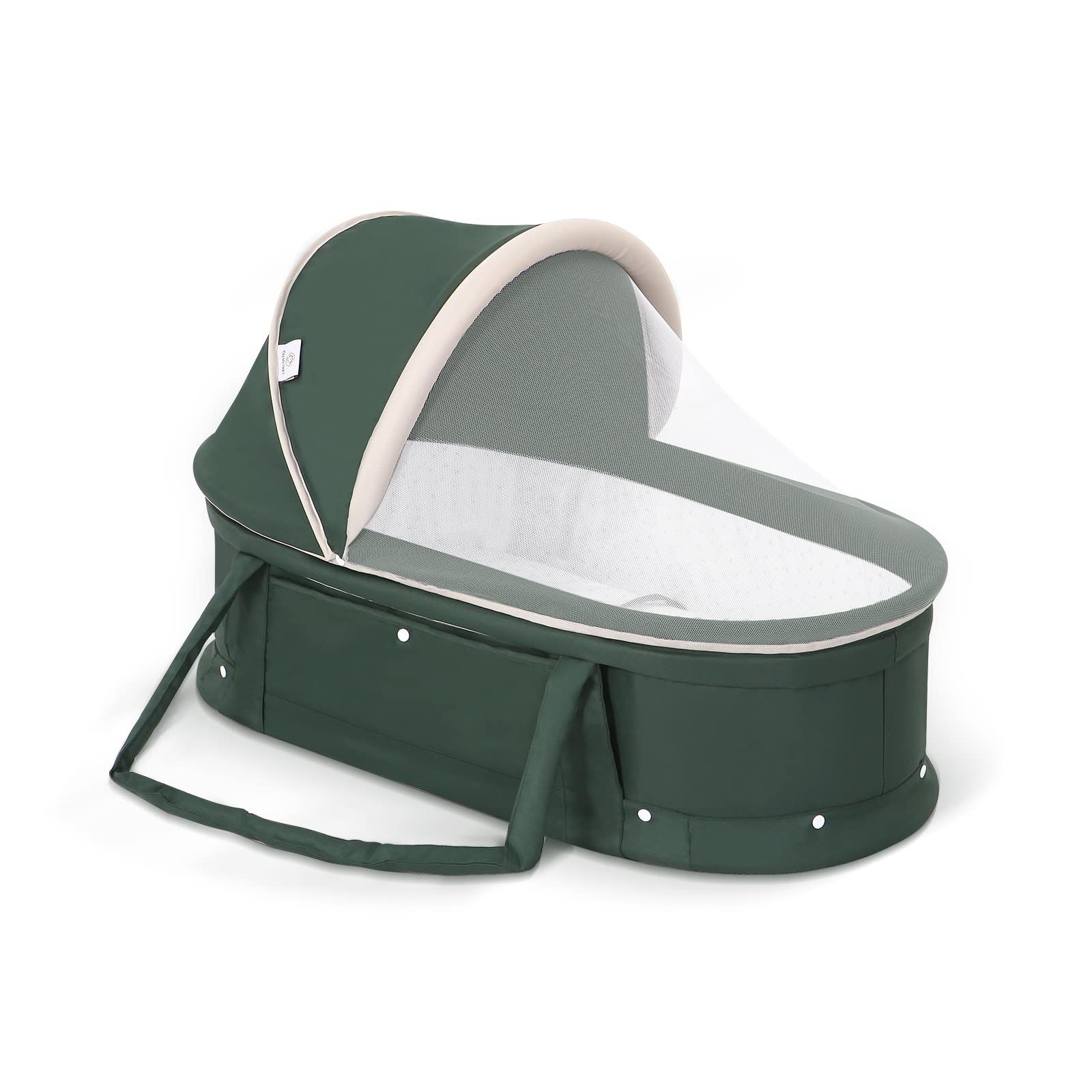 Holy Cat Travel Bassinet Portable Bassinet-Folding Baby Bassinet iin Bed Mini Travel Crib Infant Travel Bed with Mosquito Net and Canopy Lightweight W