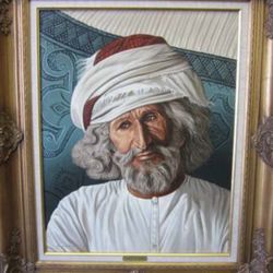 Oil On Canvas Framed Painting Of An Old Man By David St. Denis
