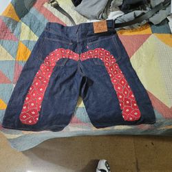 Evisu Italy Off White Jean Shorts
