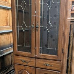 Beautiful Hutch With Gorgeous Leaded Glass