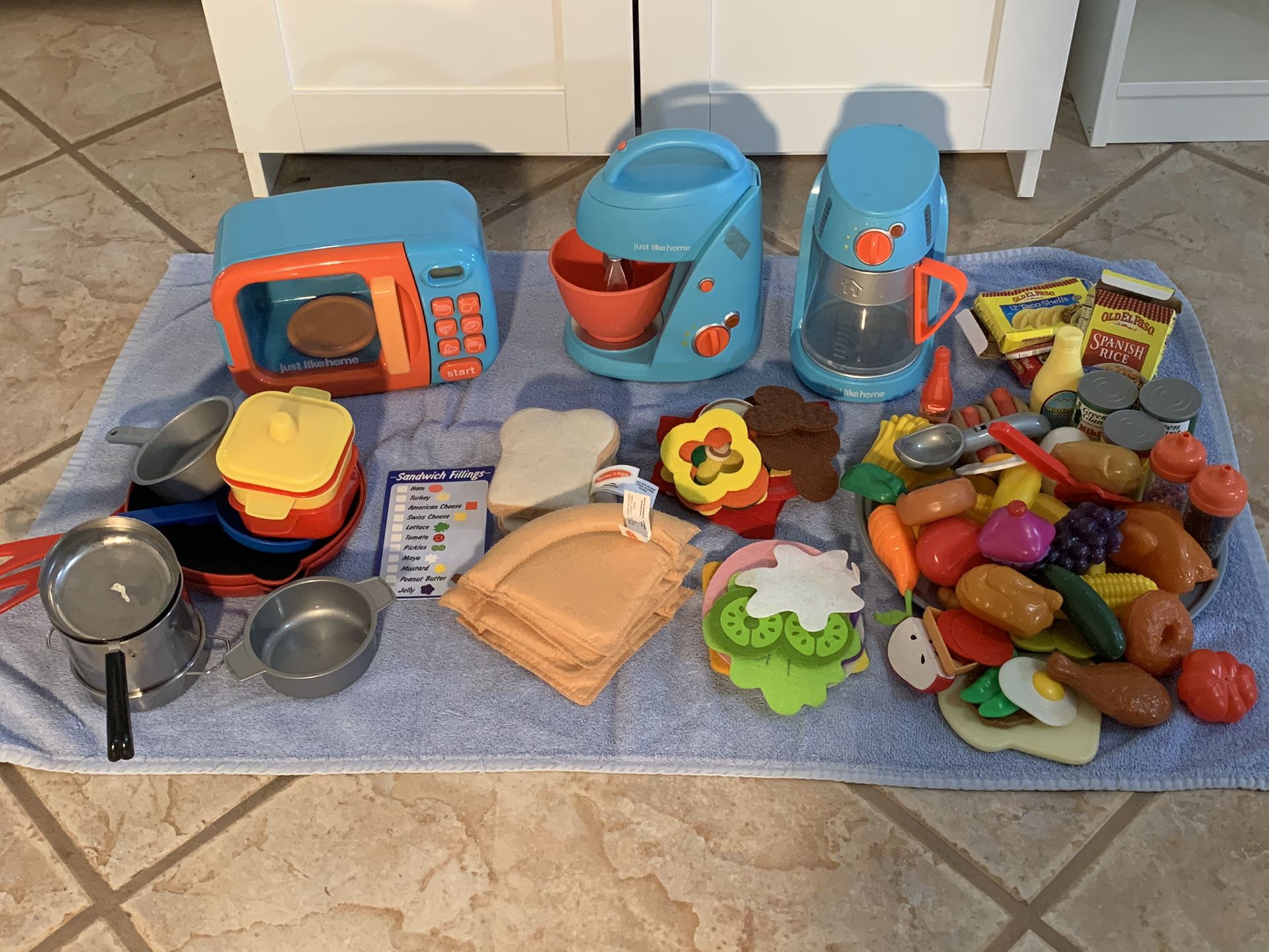 Kid’s kitchen sets (Just Like Home-Toys R Us, Melissa and Doug)