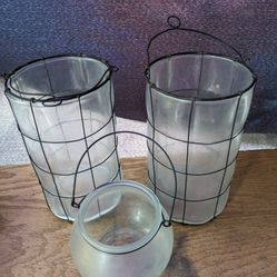 Three Glass Candle Holders/Lanterns