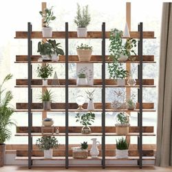 Office,. Bookcase and Bookshelves Triple Wide 6 Tiers Large Brown V-11