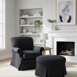 Classic Armchair with Matching Ottoman – $150 (Set) 