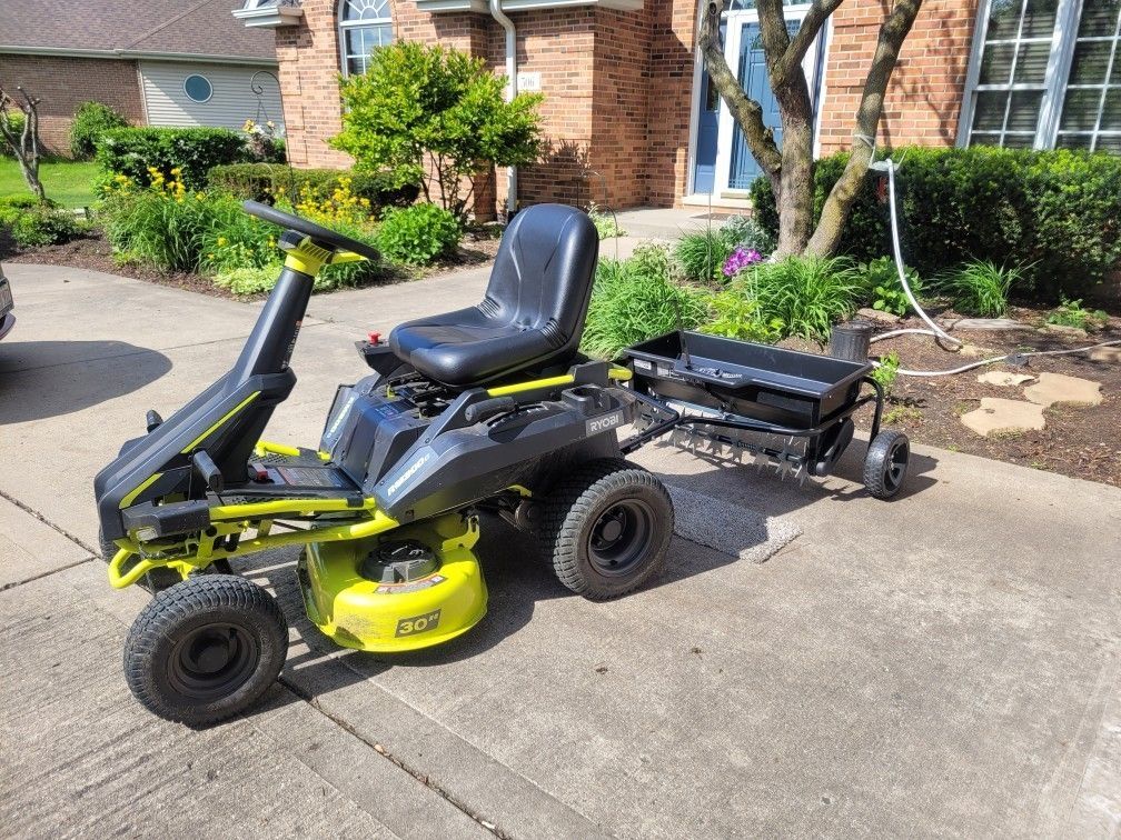 Ryobi Electric Rider Mower and Sod plugger
