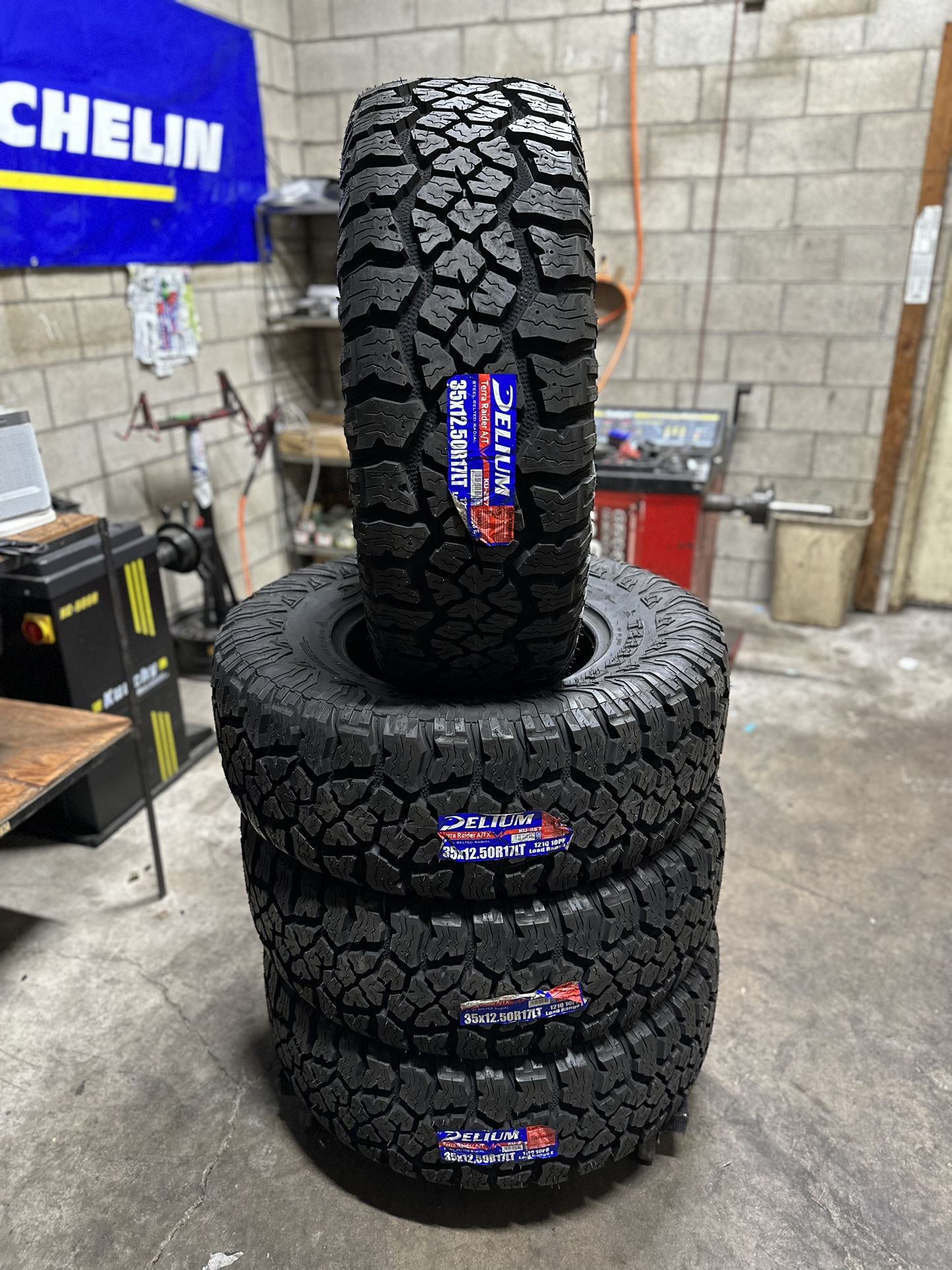 New Set Of (4) 35x12.50R17 Delium Terra Raider AT 10 Ply All Terrain Tires For Sale