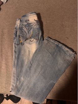Cute butterfly designed baggy jeans