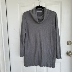 Adrienne Vittadini Cowl Neck Tunic Sweater STEEL HEATHER GRAY Size XL