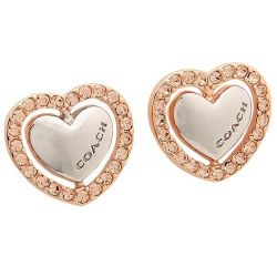 New Coach Heart Earrings (Gold & Crystal) - With Box