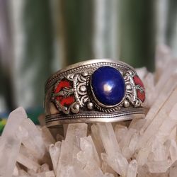 Red Turquoise Sterling Silver Cuff Bracelet 