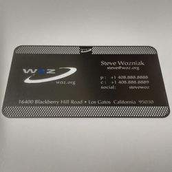 Steve Wozniak Metal Business Card Apple Computer Co-Founder Woz