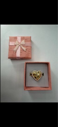 Gold Heart Ring with Crystal Halo