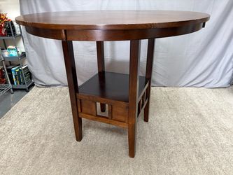 Dark Wood Round Counter Table