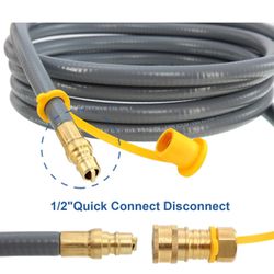 12 Feet 1/2-Inch Natural Gas Hose with Quick Connect Fitting for BBQ, Grill, Pizza Oven, Patio Heater and More NG Appliance, Propane to Natural Gas Co
