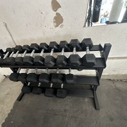 5-50lbs Dumbbells w/Rack 