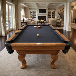 Natural Wood Olhausen Pool Table 8’ (Free Delivery & Pro Setup) New Felt Any Color + All Accessories