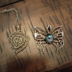 925 Sterling Silver Pendants & Necklace Butterfly Heart