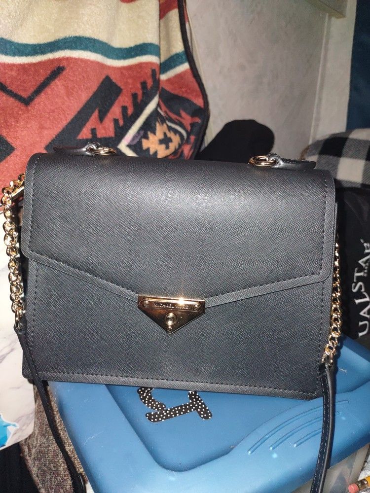 NWT Michael Kors Grace Black Leather Medium Satchel Top Handle Bag