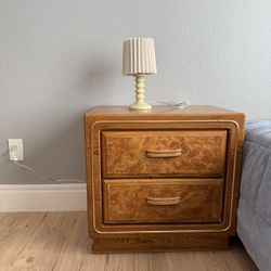 Vintage Bedside Table And Cute Lamp 