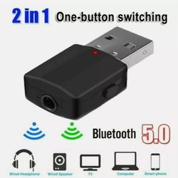 USB Bluetooth 5.0 Audio Adapter Transmitter Receiver for TV/PC Car AUX Speaker-S