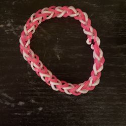 White and Pink Loom-Band Bracelet.