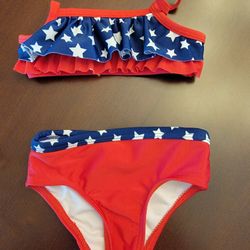 Baby Girl Patriotic 4th of July 2 Piece Swimsuit | Size 6-9 months | Brand: OP