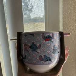 Disney Stitch Ceramic Bowl & Chopsticks 16oz Brand New /