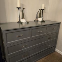 Gray Murphy Bed Chest with Mattress, Storage & Built-in Charger