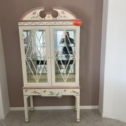 Beautiful Wood Hutch With Glass Doors. 
