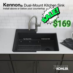 KOHLER

Kennon 33 in. Drop-in/Undermount 1-Hole Single Bowl Neoroc Granite Composite Kitchen Sink in Matte Black


