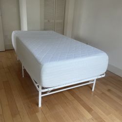 Twin Mattress + Bed Frame + Mattress Topper