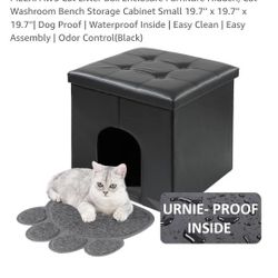 Black Litter Box Ottoman, Brand New 