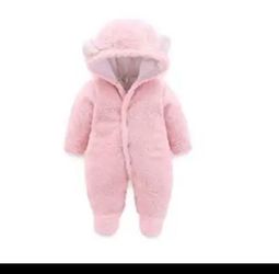 ALLAIBB Baby Newborn Snowsuit Winter Hooded Footie Fleece Jumpsuit for Infant Girls