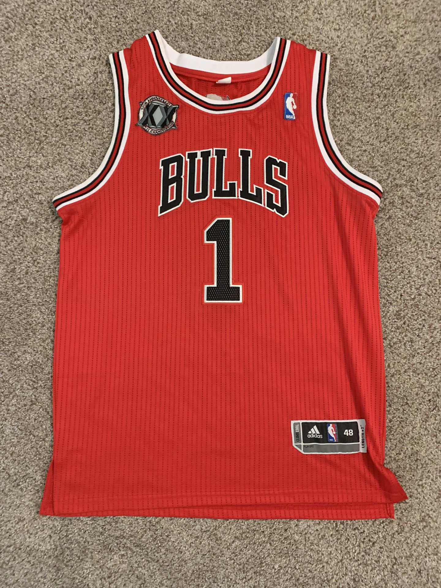 Derrick Rose Chicago Bulls 20th Anniversary 1st Championship Patch Size 48 (M) Like New