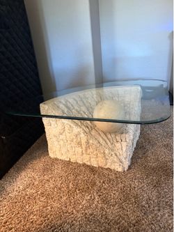 Postmodern Tessellated Stone Triangular Coffee Table