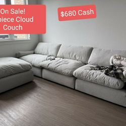 Gray Cloud Modular Sectional Couch Sofa 