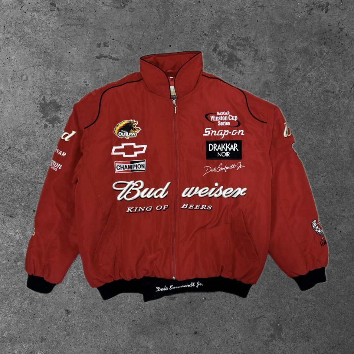 VINTAGE Dale Earnhardt Jr NASCAR Budweiser “King of Beers” Bomber Jacket