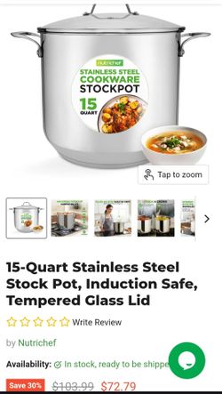 Nutrichef stainless steel stock pot 15qt