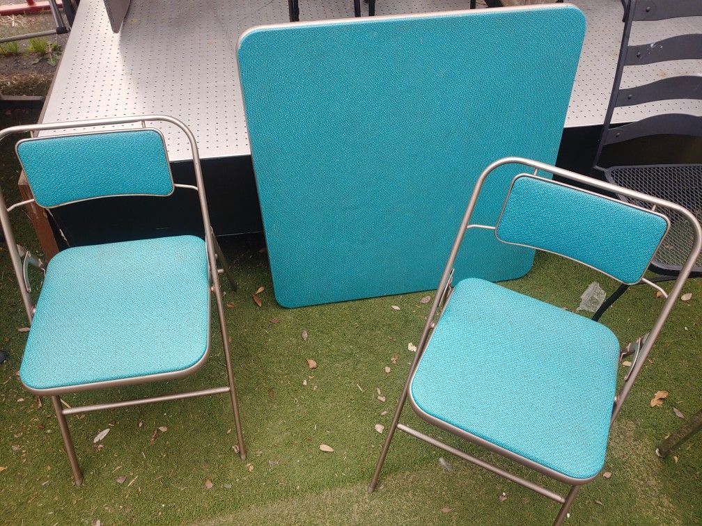 Vintage Mid Century Samsonite Folding Card Table And & 2 Two Chairs Classic