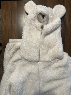 Sherpa Teddy Romper With Hoodie