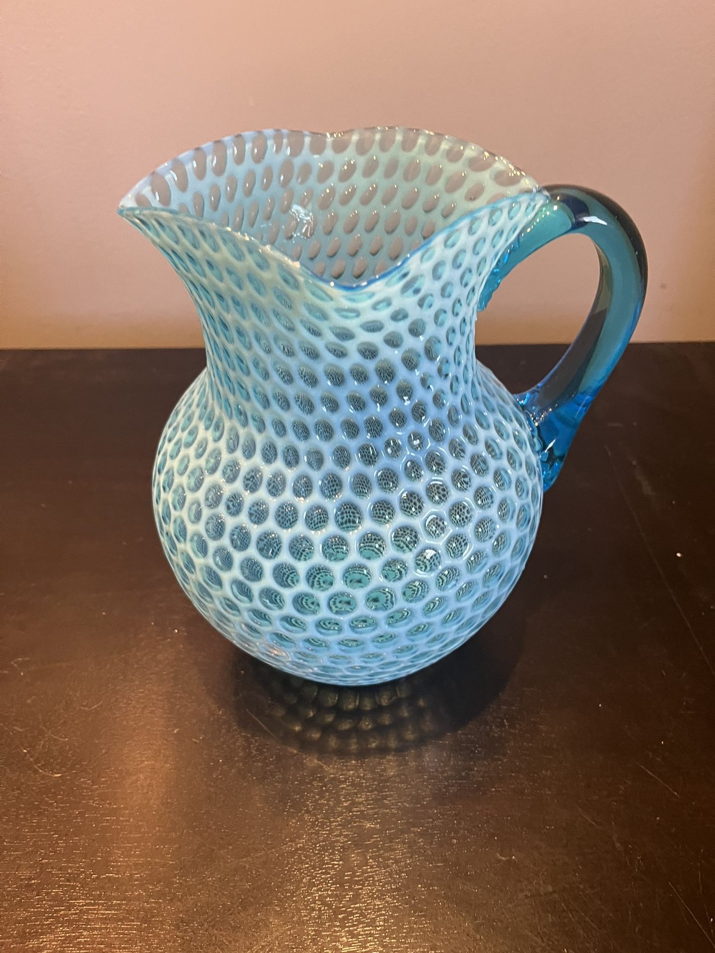 Antique Hobbs,Brockunier & Co Windows Pitcher 9” Water Blue Opalescent