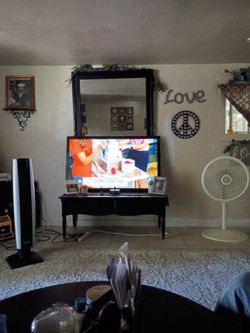 46 inch tv black mirror real wood and a tv stand