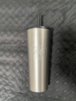 Stainless steel Silver and black Starbucks tumbler 