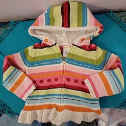 Gymboree Striped Cardigan Zipper Front 2T