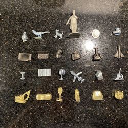 24 Pcs Monopoly & Other Board Game Pieces Pewter Character Movers