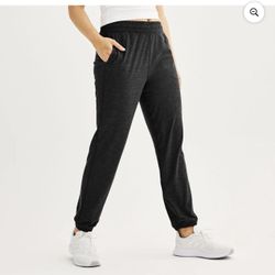 New Women's FLX Wander Boyfriend Joggers Color Black Heather Coal Size Large