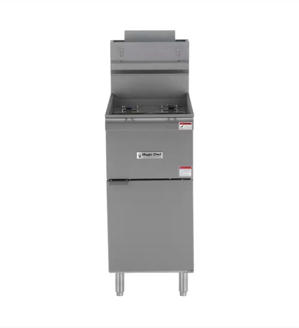 Magic Chef 21 Qt. 40 lb. Stainless Steel Commercial Natural Gas Fryer - 90,000 BTU