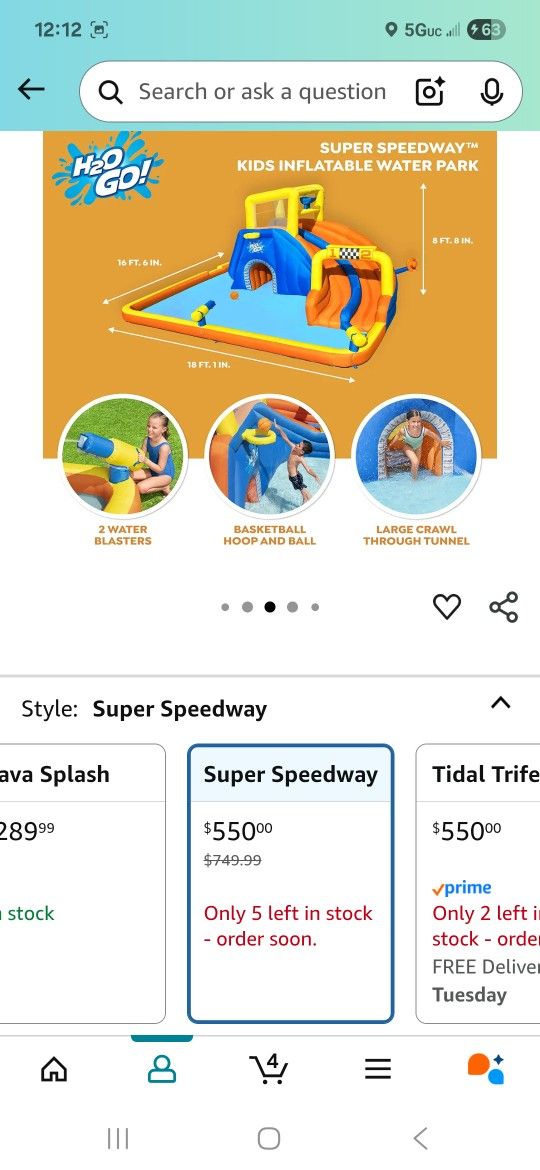 Bestway H2OGO! 18 x 16.5 x 8.7 Foot Super Double Racing Super Speedway Kids Inflatable Water Park 