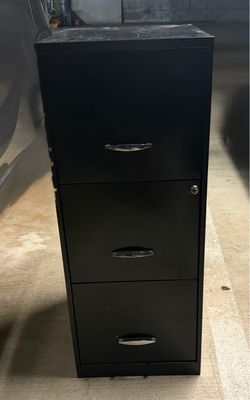 Black 3-Drawer Metal Filing Cabinet