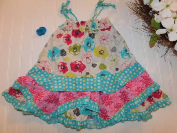 Jelly The Pug Girls Size 5/5T Glitter Collection Ruffle Handkerchief Dress & Hair Clip